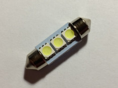 Led auto Sofit Festoon C5W, 36 mm, 3 SMD-uri, 12 V, ALB foto