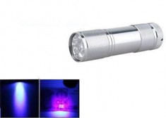 lanterna ULTRA VIOLETA UV ULTRAVIOLET LAMPA LANTERNA uv lumina ULTRAVIOLETA 9led foto