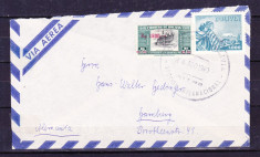 Plicuri si intreguri postale BOLIVIA 1960 = FRAGM. DE PLIC CIRCULAT + SUPRATIPA foto