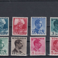 ROMANIA 1940 LP 140 REGELE CAROL II CULORI SCHIMBATE SERIE MNH