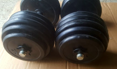 SET GANTERE 2X 20KG CAUCIUC PLIN si bara Z. LIVRarE IMEDIATA foto