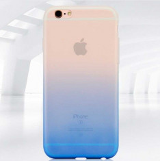 Husa Gel TPU Siliconica Transparenta in Doua Culori Iphone 6 6S Albastra Blue foto