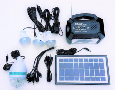 Panou solar kit fotovoltaic 4 becuri radio mp3 USB incarcare telefon GD8051 foto