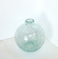 Vaza craquelle cristal verde pal suflata manual - design Ture Berglund, Skansen foto