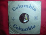 Disc marca Columbia - His Master&#039;s Voice, muzica evreeasca , inscript.ebraica