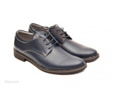 Pantofi barbati piele naturala bleumarin casual-eleganti cu siret cod P69, 37 - 44, Alb, Maro, Mov, Negru, Rosu