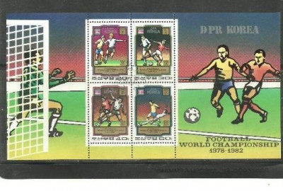 KOREA 1980 - CAMPIONATUL MONDIAL DE FOTBAL 1982, COLITA STAMPILATA, A22 foto