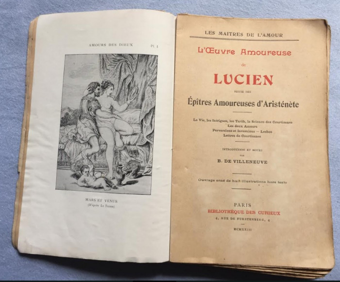 L oeuvre amoureuse de Lucien * Epitres amoureuses d Aristenete cu ilustratii
