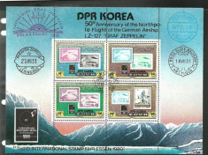 KOREA 1980 - DIRIJABILE BLOC DE 4, STAMPILAT, A21 foto