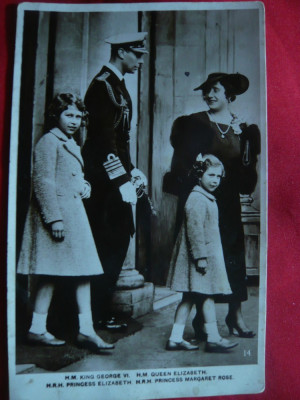 Ilustrata - Fam. Regala Engleza -Regele George VI ,viitoarea Regina Elisabeta II foto