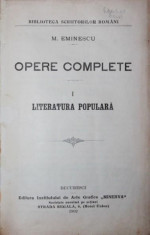 OPERE COMPLETE LITERATURA POPULARA, 1902 - M . EMINESCU foto