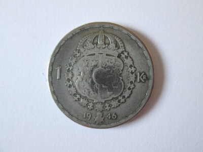 Suedia 1 Krona 1946 argint foto