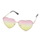 Ochelari Soare - FORMA DE INIMA - UV400, Protectie UV100%, Metalici - Roz, Femei, Sport, Protectie UV 100%