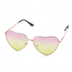 Ochelari Soare - FORMA DE INIMA - UV400, Protectie UV100%, Metalici - Roz