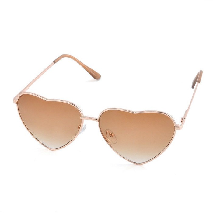 Ochelari Soare - FORMA DE INIMA - UV400, Protectie UV100%, Metalici - Maro