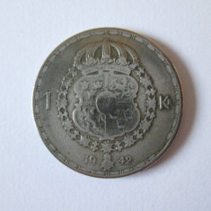 Suedia 1 Krona 1942 din argint