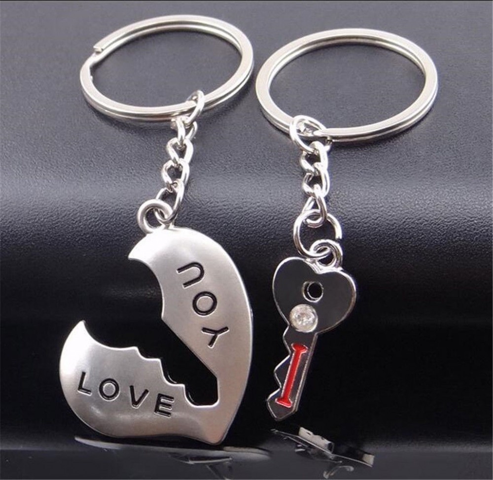 Set Breloc Pentru Cuplu / Indragostiti - LOVE YOU - Inima si Cheie -  2buc/set | Okazii.ro