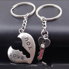 Set Breloc Pentru Cuplu / Indragostiti - LOVE YOU - Inima si Cheie - 2buc/set