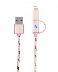 Cablu de date/incarcare, Hoco, UPL20, Micro USB si Lightning , Rose Gold foto