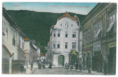 3136 - BRASOV, street stores - old postcard, CENSOR - used - 1917 foto