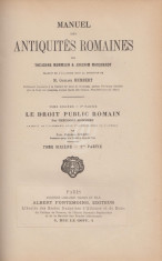 Manuel des Antiquites Romaines. Le droit public romain, vol. I foto