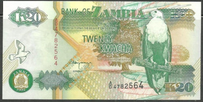 ZAMBIA 1992 - BANCNOTA 20 KWACHA, UNC foto