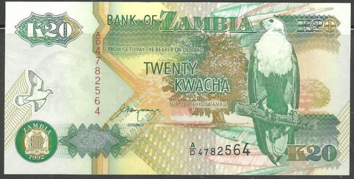 ZAMBIA 1992 - BANCNOTA 20 KWACHA, UNC