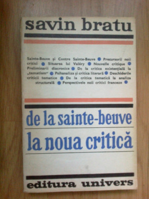 k0d De La Sainte-beuve La Noua Critica - Savin Bratu foto