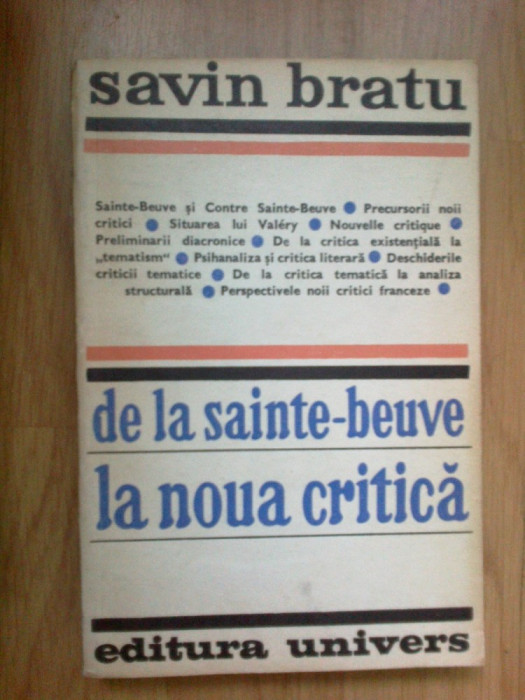 k0d De La Sainte-beuve La Noua Critica - Savin Bratu