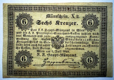92. AUSTRIA 6 KREUZER 1849 foto