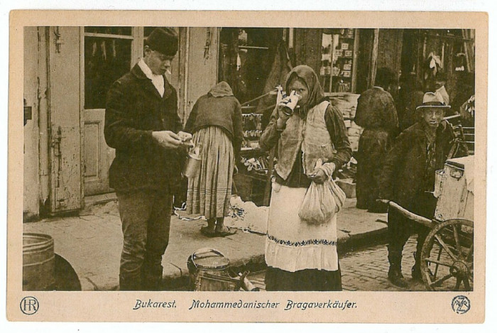 3093 - BUCURESTI, Piata, mahomedan vanzator de braga - old postcard - unused