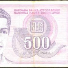 IUGOSLAVIA 1992 - BANCNOTA 500 DINARI, VF