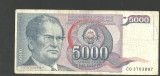 IUGOSLAVIA 1985 - BANCNOTA 5000 DINARI, CIRCULATA VF ( serie 3897)