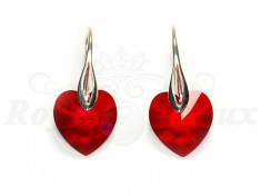 Cercei Argint 925 cu Swarovski Elements 14mm HEART Siam foto