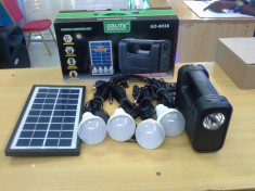 Kit panou solar fotovoltaic 4 becuri USB incarcator telefon lanterna foto