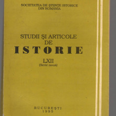 (C7441) STUDII SI ARTICOLE DE ISTORIE LXII (SERIE NOUA), 1995