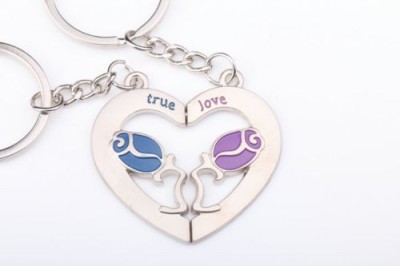 Set Breloc Pentru Cuplu / Indragostiti - TRUE LOVE - 2 TRANDAFIRI foto