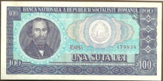 BANCNOTA 100 LEI 1966 AUNC (serie 478838) foto