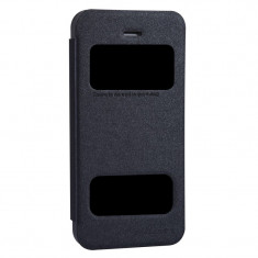 Flip Cover, Nillkin, Sparkle leather pentru Apple iPhone 5/5s/SE, negru foto