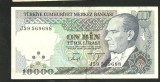 TURCIA 14 OCTOMBRIE 1970 - BANCNOTA 10.000 LIRE, VF+ (serie 9688)