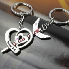 Set Breloc Pentru Cuplu / Indragostiti - TRUE LOVE - Inima + Sageata foto