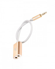 Cablu audio, Hoco, UA1 jack 3,5 mm la 2x jack 3,5 mm, gold foto