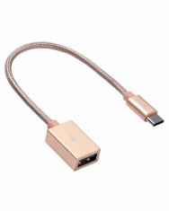 Adaptor din USB in USB Type-C, Hoco, UA3, gold foto