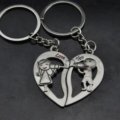 Set Breloc Pentru Cuplu / Indragostiti - LOVE YOU - Inima - 2buc/set foto