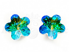 Cercei Argint 925 cu Swarovski Elements 10mm FLOWER Aurore Boreale Foiled foto