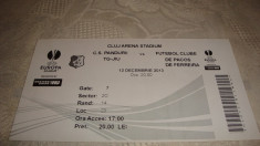 Bilet fotbal-Pandurii Tg. Jiu - Pacos de Ferreira-Europa League - 12. 12. 2013 foto