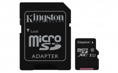 Micro Secure Digital Card Kingston, 256GB, SDC10G2/256GB, Clasa 10, R/W 45/10 MB/s, cu adaptor foto