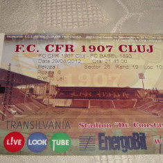 Bilet meci fotbal - CFR Cluj - F C Basel - 29. 08. 2012