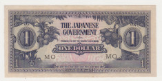 MALAYA 1 dolar ND 1943 aUNC ocupatie japoneza foto