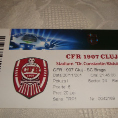 Bilet meci fotbal - CFR Cluj - Sporting Braga - 20 .11.2012 - Champions League